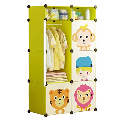 Locker Ripiano Armadio Armadio Hanging Rimovibili di Plastica 6-Porta 4-Gitter Scaffali Abbigliamento Home Camera Dormitorio Verde 75X37X129CM MUMUJIN