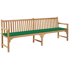 vidaXL Panca da Giardino con Cuscino Verde 240 cm in Massello di Teak