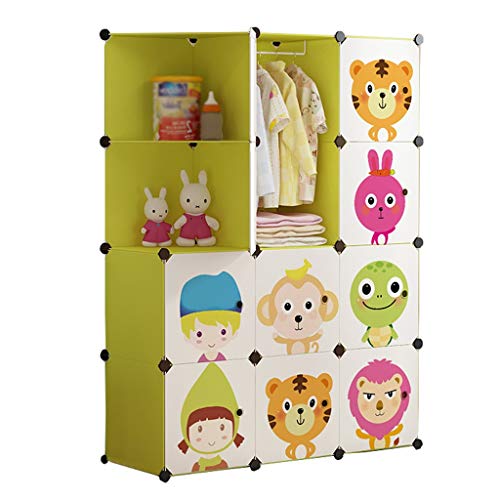 Locker Armadio Ad Angolo Armadio Hanging Rimovibili di Plastica 10-Porta 8-Gitter Scaffali Abbigliamento Home Camera Dormitorio Verde MUMUJIN (Size : 111X37X147CM)