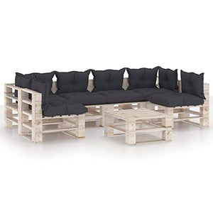SKM Set Divani da Giardino Pallet 7 pz con Cuscini in Legno di Pino (157.76kg) -6280