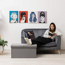 Baroni Home Cassapanca Pieghevole, Contenitore Portaoggetti, Pouf Poggiapiedi Velluto Grigio 76x38x38 cm