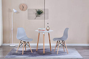 Sedie da scrivania/soggiorno/sedie da pranzo con gambe in faggio naturale e schienale in PP, chic confortevole con bel design, un set di 4 (grigio)