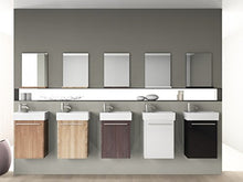 Mobili da bagno – Set con specchio con ripiano e lavabo in ceramica, 45 x 26 cm, rovere dorato