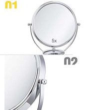 WM Specchio da Biadesivo da 20 cm con Doppio Faccia da Tavolo, Specchio da Trucco da 23 cm, Specchio da 5 ingrandimenti. Specchio Portatile mirror-10.27