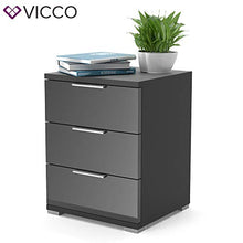 Vicco Comodino Nero lucido Con 3 cassetti Comò cassettone