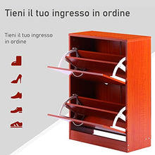 homcom Scarpiera Salvaspazio 2 Cassetti 2 Ripiani Regolabili 60x24x80cm marrone rosso