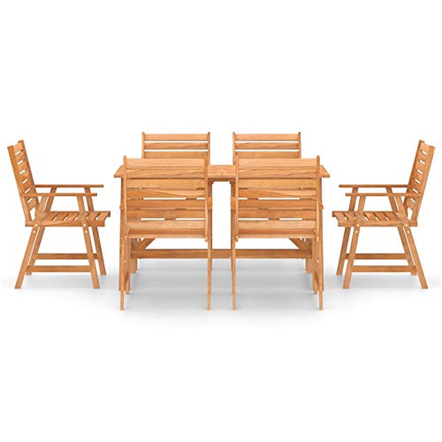 Tidyard Set 5/7/9 pz da Pranzo da Giardino per Esterno in Legno di Acacia,Set Tavolo Rettangolare e 4/6/8 Sedie da Pranzo da Giardino per Esterno in Legno,Set Tavolo e Sedie da Giardino in Legno