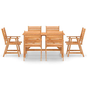 Tidyard Set 5/7/9 pz da Pranzo da Giardino per Esterno in Legno di Acacia,Set Tavolo Rettangolare e 4/6/8 Sedie da Pranzo da Giardino per Esterno in Legno,Set Tavolo e Sedie da Giardino in Legno