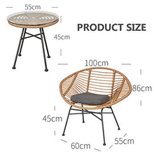 Set di Mobili da Giardino per Esterni, Sedia in Rattan in Stile Nordico con creatività Set da 3 Pezzi Set di Mobili per Conversazione in Vimini da Giardino per Tutte Le Stagioni,Beige