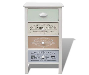 Cassettiera Stretta Vintage,Comodino 4 Cassetti Mobili Cassettiera Decape Armadietto Chic in Classico per Camera da Letto e Bagno, Home Decor 38 x 28 x 72 cm