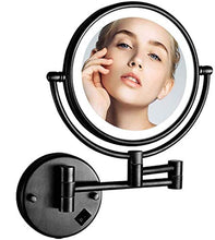 SYue Specchio per Il Trucco a Parete con luci a LED, con Specchio ingranditore 10X Specchio per Il Trucco Rotondo Specchio per Il Bagno Specchio per Il Trucco bifacciale con Rotazione a