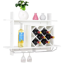 COSTWAY Mensola per Vino da Parete, Scaffale da Parete per Vino con Ripiani, in Legno, Bianco, 80 x 20 x 58,5 cm