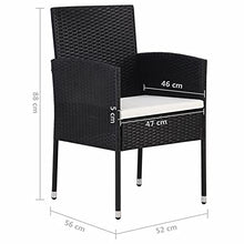 Tidyard 4 pz Sedie da Giardino in Polyrattan Nero con Cuscini 52x56x88 cm,Sedie da Esterno,Sedie in Rattan,Poltrocine da Giardino,Poltrocine da Esterno,Poltrocine Rattan,Sedie da Pranzo da Giardino
