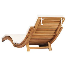 Tidyard Lettino Prendisole da Giardino Pieghevoli con Cuscino in Legno massello Teak,Lettino Prendi Sole da Esterno,Lettino da Sole Reclinabile,175 x 50 x 55 cm Bianco Crema/Grigio Scuro
