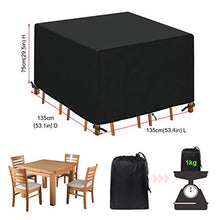 HEIMUNI Copertura per Mobili da Esterno Quadrato Telo Copri Tavolo Quadrato Sedie Resistente allo Strappo Impermeabile Copritavolo Giardino (135 x 135 x 75cm)