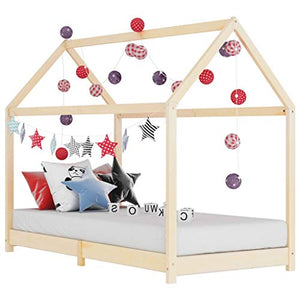 BIGTO - Struttura per letto per bambini, in legno di pino massello, stile casa, colore: marrone, 80 x 160 cm
