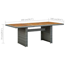 Qnotici Tavolo da Giardino con Struttura in Acciaio, Tavolo da Giardino in Legno massello di Acacia da Esterno Pratico Tavolo da Giardino 200 x 100 x 74 cm-Grigio Chiaro e Marrone
