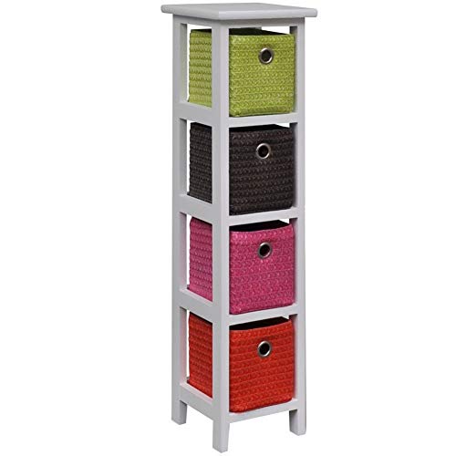 EBTOOLS Cassettiera con 4 cestini per corridoio, soggiorno, camera dei bambini, bagno o ingresso, 20 x 20 x 80 cm