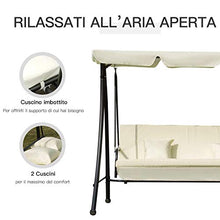 miozzi Dondolo da Giardino 3 Posti con Tettuccio Crema 200x125x170 cm