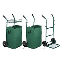 Relaxdays Carrello da Giardino, Maxi Trolley con Sacco, 70 l, 1 Cestello, Ruote in Gomma Piena, Pieghevole, Verde