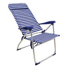 Sedia da spiaggia ARCOIRIS, letto a 4 posizioni con tasca posteriore con maniglie e testata regolabile in altezza (1 Unidad, Rayas Finas Azul y Blanco)