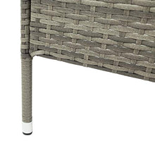 Pumpumly Panchina da giardino in polyrattan, con tavolo da 2 posti, cuscini da 5 cm, grigio