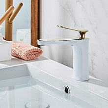 LMH rubinetto da bagno in ottone massiccio in ottone bagno rubinetto per lavabo freddo e calda miscelatore lavandino singolo maniglia con impugnatura a ponte bianco e oro rubinetto ( Color : Gold )