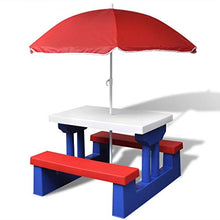 vidaXL Giardino Tavolo da Picnic panchina Esterno con Parasole per Bambini