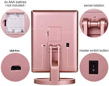 Specchio per Il Trucco LED Illuminato Make Up Specchio, Specchio da Toilette con luci Illuminato, Alimentato Via USB in Oro Rosa 1X, 2X, 3X Schermo 10X Magnnifiction Touch