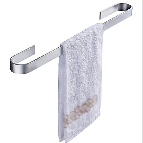 Portasciugamani senza perforazione, portasciugamani ad anello a forma di U in alluminio a barra singola a forma di U, portasciugamani da bagno (forte assorbimento, facile da installare),Metallico,60cm