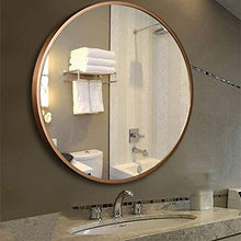JXING Specchio da Bagno Specchio per Trucco Rotondo, Telaio in Lega di Alluminio, Specchio da Appendere Specchio per Trucco HD Semplice da Parete (Oro Spazzolato 50, 60, 70 Cm)