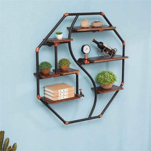 FYHH-JZHY Decorazioni da Parete Mensola di Design Retro Loft Polygon Mensola A Muro Legno E Ferro Materiale Metallico Portabottiglie Facile da Installare Stoccaggio (Dimensioni: 80 Cm), 80 Cm, 80 Cm