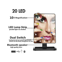 LOVEHOUGE Specchio Cosmetico con LED Bluetooth Specchio per Trucco con Luci E Lente d'Ingrandimento 10X,Touch Screen,Bluetooth Wireless,Vivavoce E Caricatore USB