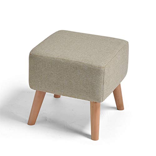 Mobili per la casa e Giardino Sgabello Quadrato in Legno Sgabello Imbottito con poggiapiedi Quadrato ottomana Sgabello con 4 Gambe in faggio e Rivestimento in lino-40x40x40cm Ottomani da Cucina