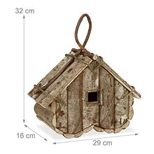 Relaxdays, Naturale Reladays Casetta per Uccelli, da Appendere, in Legno Non Trattato, Balcone, Terrazza, HLP 32x29x16 cm, Desing D