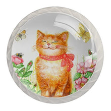 Maniglie per cassetti Manopole per cassetti Manopole rotonde Confezione da 4 per armadietto, cassetti, cassettiere, cassettiere ecc. WatercolDrawing Funny Kitten