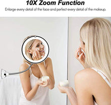 Specchio da trucco con ingrandimento 10x, regolabile, a collo di cigno flessibile, a forma di ventosa, specchio cosmetico per camera da letto, bagno