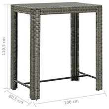 FAMIROSA Tavolo da Bar da Giardino Grigio 100x60,5x110,5 cm Polyrattan