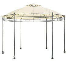 tectake 800723 Gazebo da Giardino di Lusso, Teli Laterali Padiglione Rotondo Ø 350 cm, Party Eventi, Idrorepellente e Resistente ai Raggi UV (Crema)