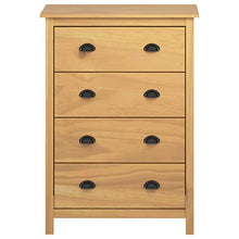 Mobile portaoggetti con 4 cassetti, cassettiera bianca in legno di pino massiccio per soggiorno, ingresso e camera da letto, 79 x 40 x 110 cm, marrone miele