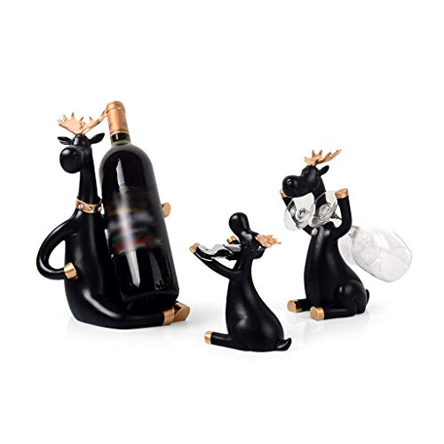 Yuanjiashop Supporto per Bottiglie Cremagliera del Vino della Decorazione del creatore del Vino Domestico Creativo Decorativo del Vino Portabottiglie (Color : Black-A)