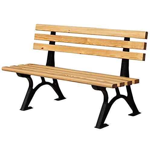 Panchina da Giardino Parco Panca per Tempo Libero da Esterno, Panca da Patio Resistente alle Intemperie con Struttura in Ghisa Legno Massello Anticorrosivo, Panca Decorativa per Prato, 2-4 Posti