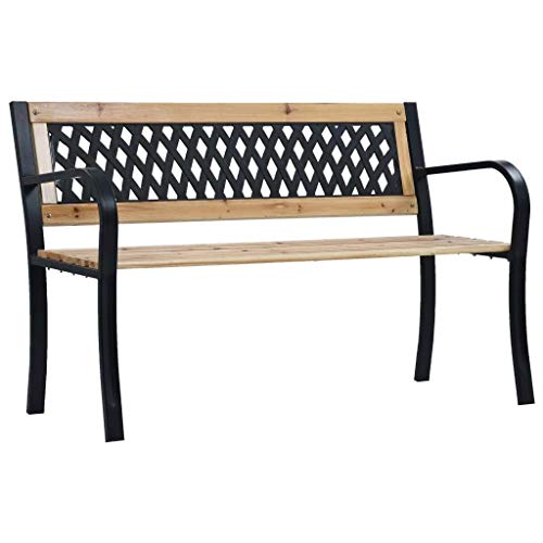 vidaXL Panchina da Giardino con Braccioli Vintage Elegante Robusta Panca Arredi da Esterno 120 cm Seduta in Legno Massello e Ghisa Telaio in Acciaio