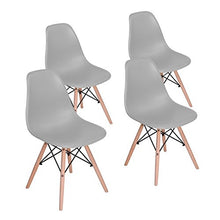Sedie da scrivania/soggiorno/sedie da pranzo con gambe in faggio naturale e schienale in PP, chic confortevole con bel design, un set di 4 (grigio)