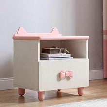 Comodino per Cameretta Bambina Comodini Fiocco Rosa Comodina con Cassetti in Legno Piccola Libreria Stile Carino