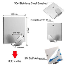 Morbuy Ganci Adesivi, 4 Pezzi Mini Ganci in Acciaio 304 Inox Impermeabile 3M Autoadesivo Gancio Appendiabiti a Parete Porta Portasciugamani Cucina Bagno (4PC Quadrato Stile A)