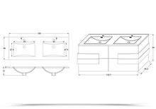 Bagno Italia Mobile arredo bagno Energy 120 cm fascia centrale doppio lavabo con specchio disponibile in 3 colori I