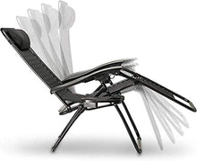 Sedia Sdraio Pieghevole Nera Reclinabile Chaise Longue, Sedia Sdraio Pieghevole con Portabicchieri Reclinabile a Gravità Zero per Esterno, Campeggio, Patio, Prato