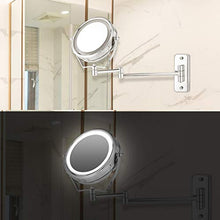 Himimi Illuminazione a LED per Specchio cosmetico e ingrandimento 1x / 7X, Specchio per Il Trucco da Parete, Girevole a 360 ° Pieghevole per Il Bagno per Il Trucco e la rasatura