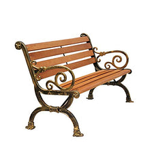 Panca Da Giardino, Poltrona Da Giardino Per Esterni, Panca Da Veranda Per Mobili Da Esterno Con Gambe In Ghisa E Seduta In Legno Massello, Panca In Ferro Battuto Con Schienale E Braccioli
